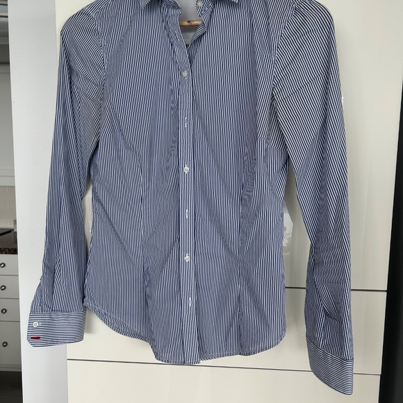 Zara Basic Strip Blue Shirt - Picture 2 of 5